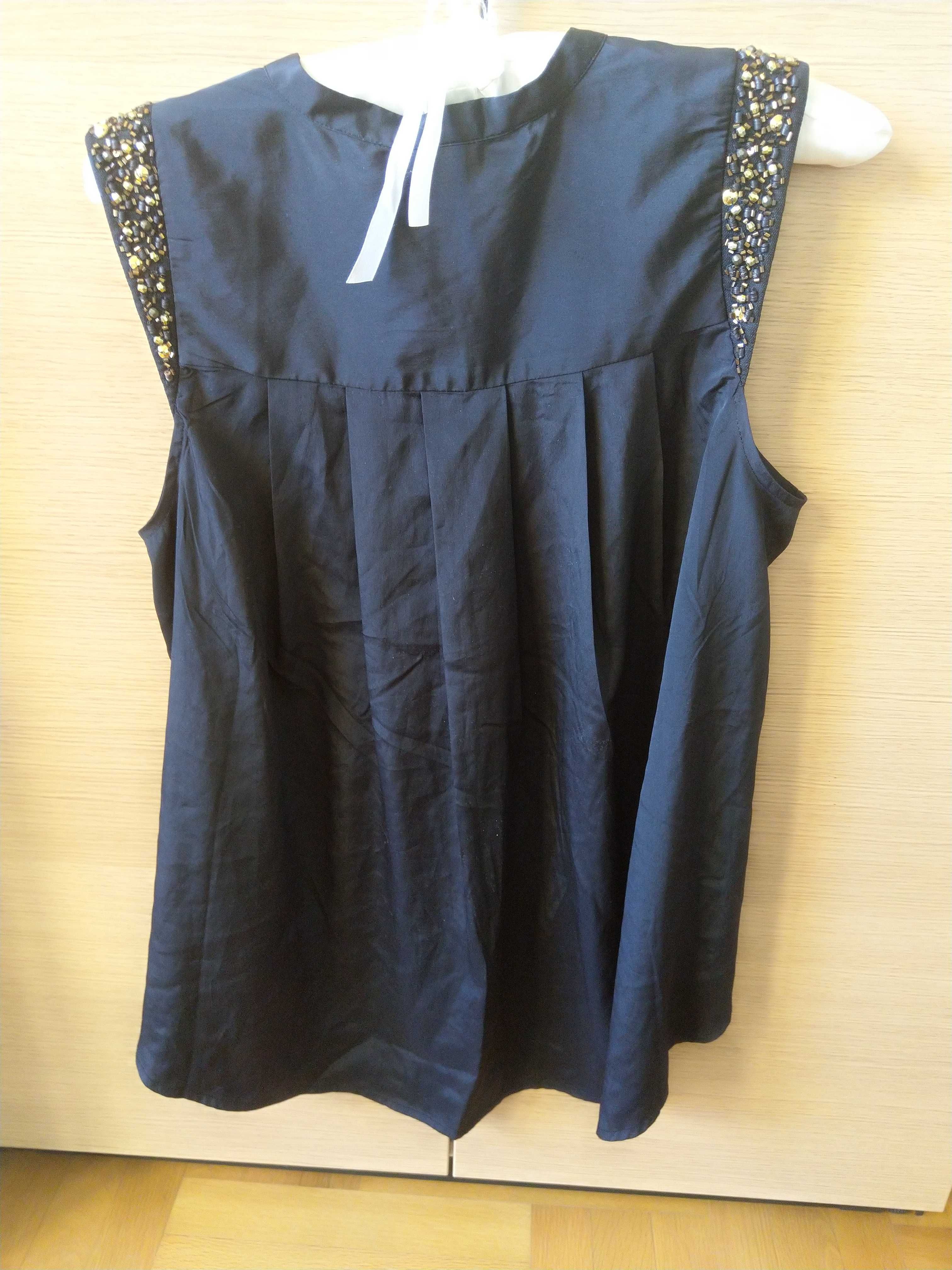 Черна дамска блуза мъниста пайети H&M размер 36