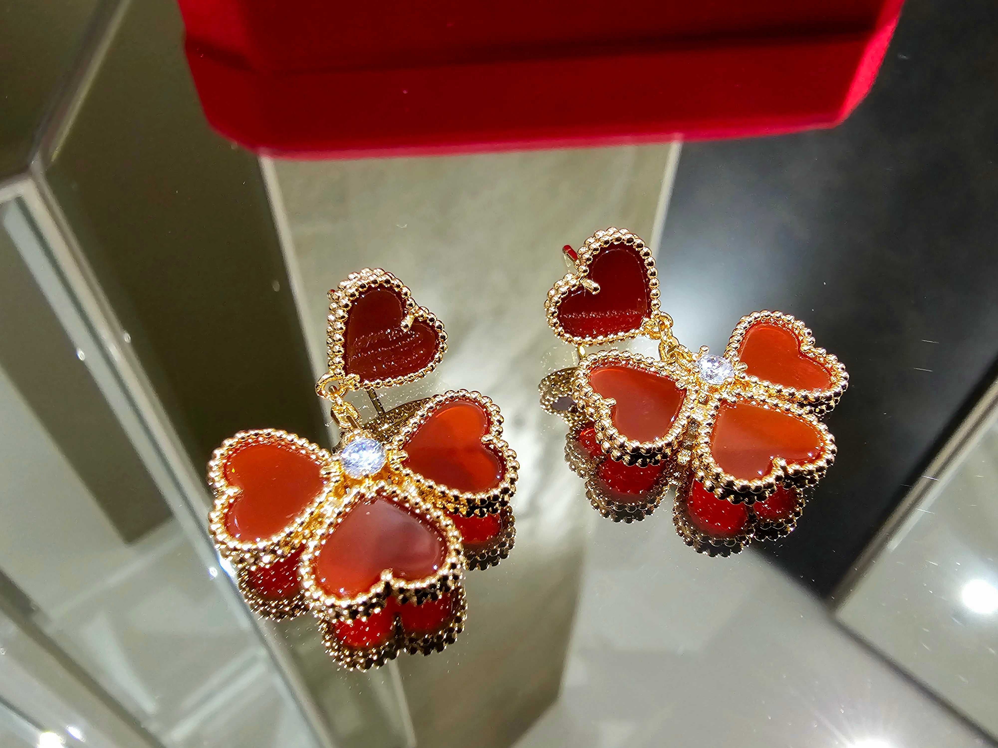 Van Cleef & Arpels VCA Rose Red Sweet Hearts Alhambra Дамски Обеци