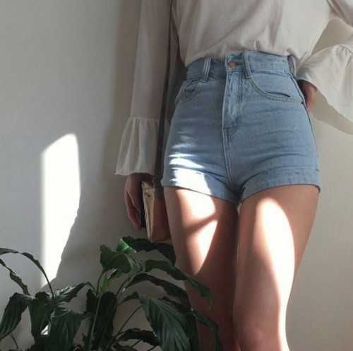 Blugi scurti talie inalta bleu/albi zara