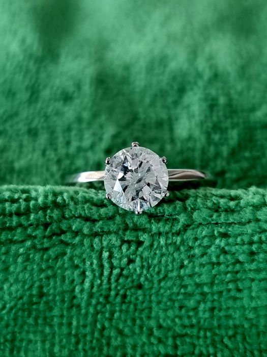 Дамски пръстен модел Tiffany бяло злато с диамант 1.21 карата