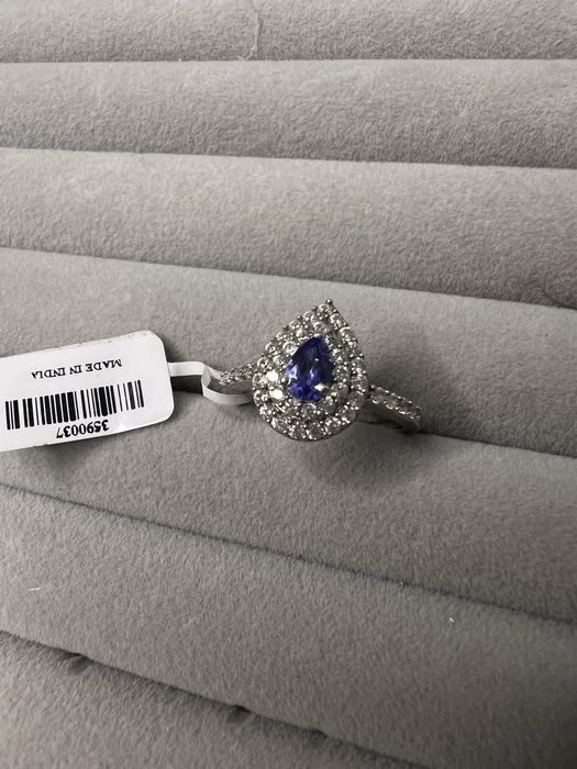Inel cu tanzanit natural & zircon – argint 925 placat cu platină