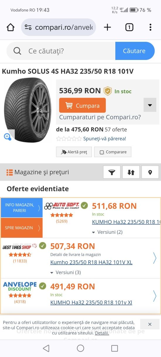 Anvelope Kumho 235/50 r18