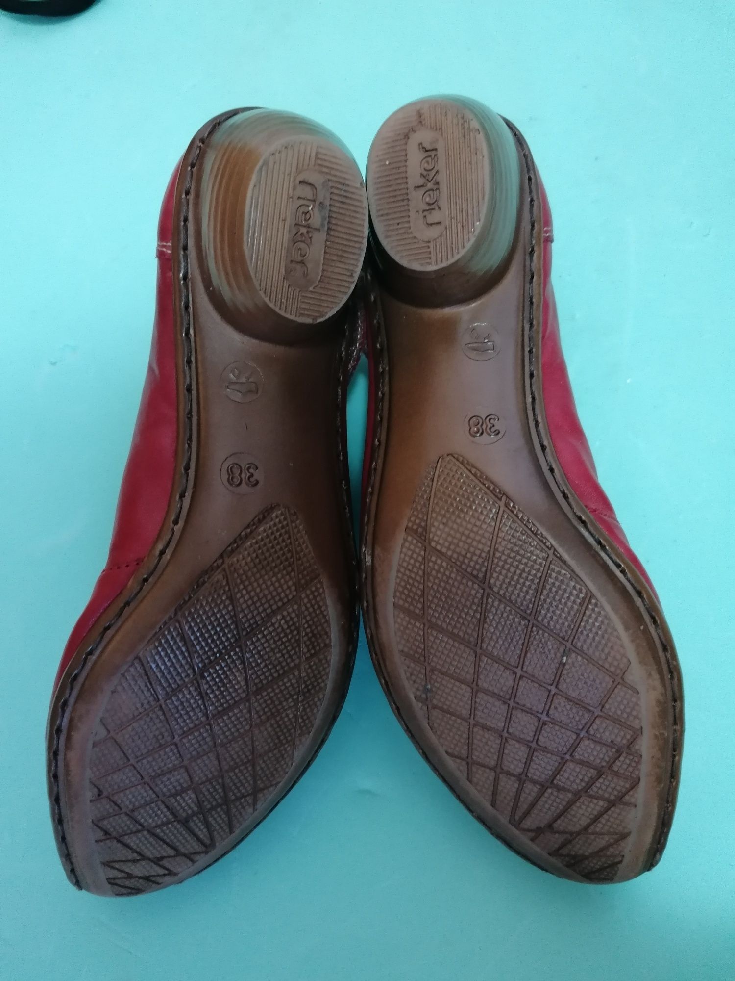 Pantofi piele, RIEKER, nr 38 G (picior lat)