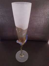 Vază din cristal sablat inserții bronz