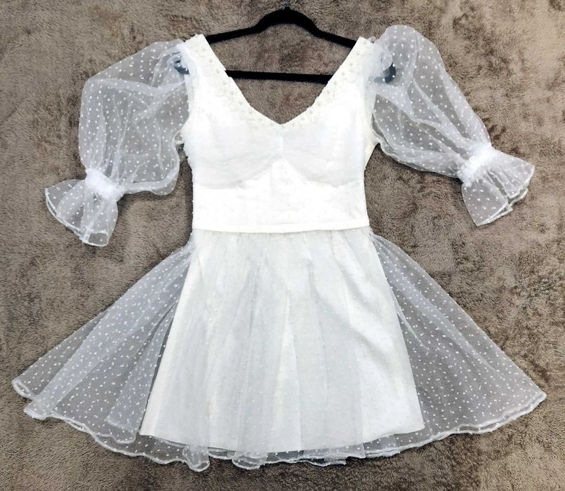 Rochie alba din voal (05)