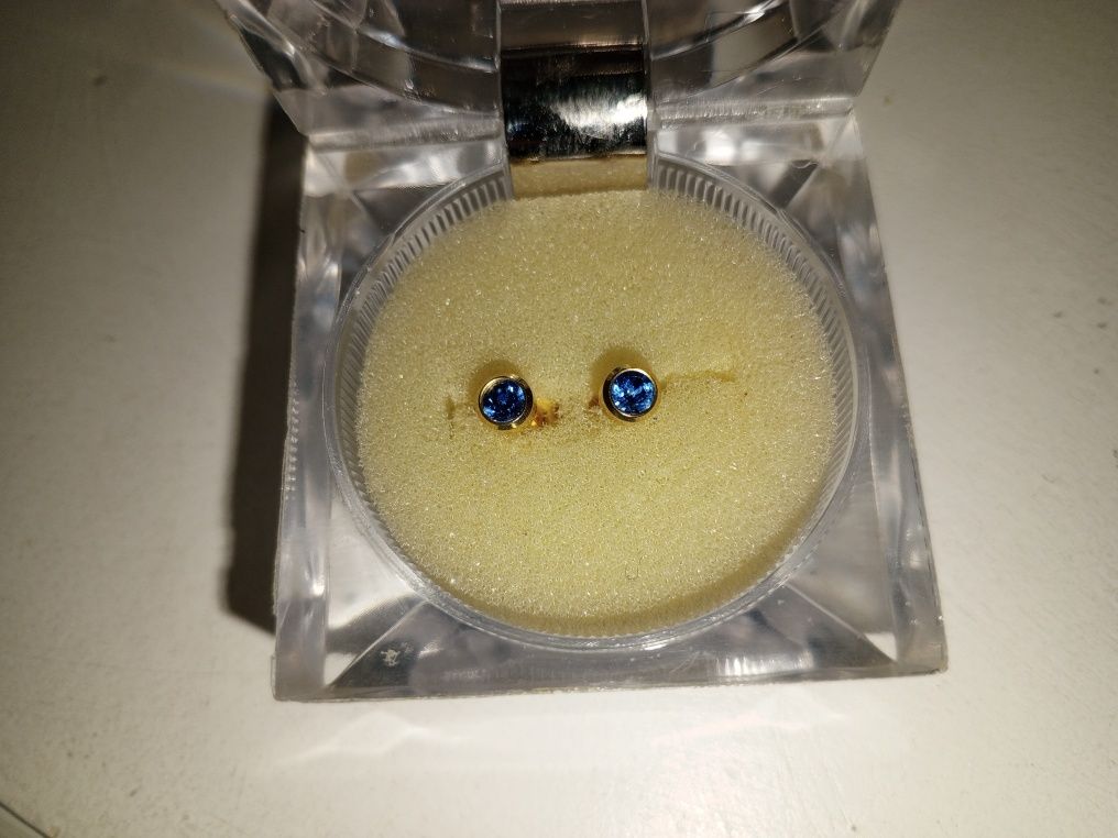 Серьги STUDEX медицинское золото, горный хрусталь