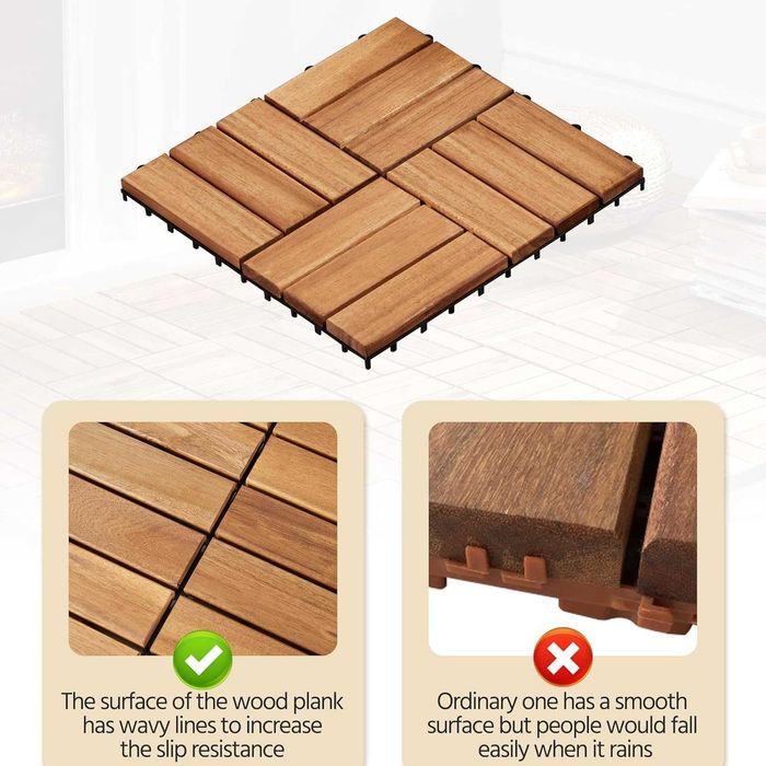 Placaj placi terasa lemn acacia 30x30 cm |S 592114 Natural Wood(27pcs)