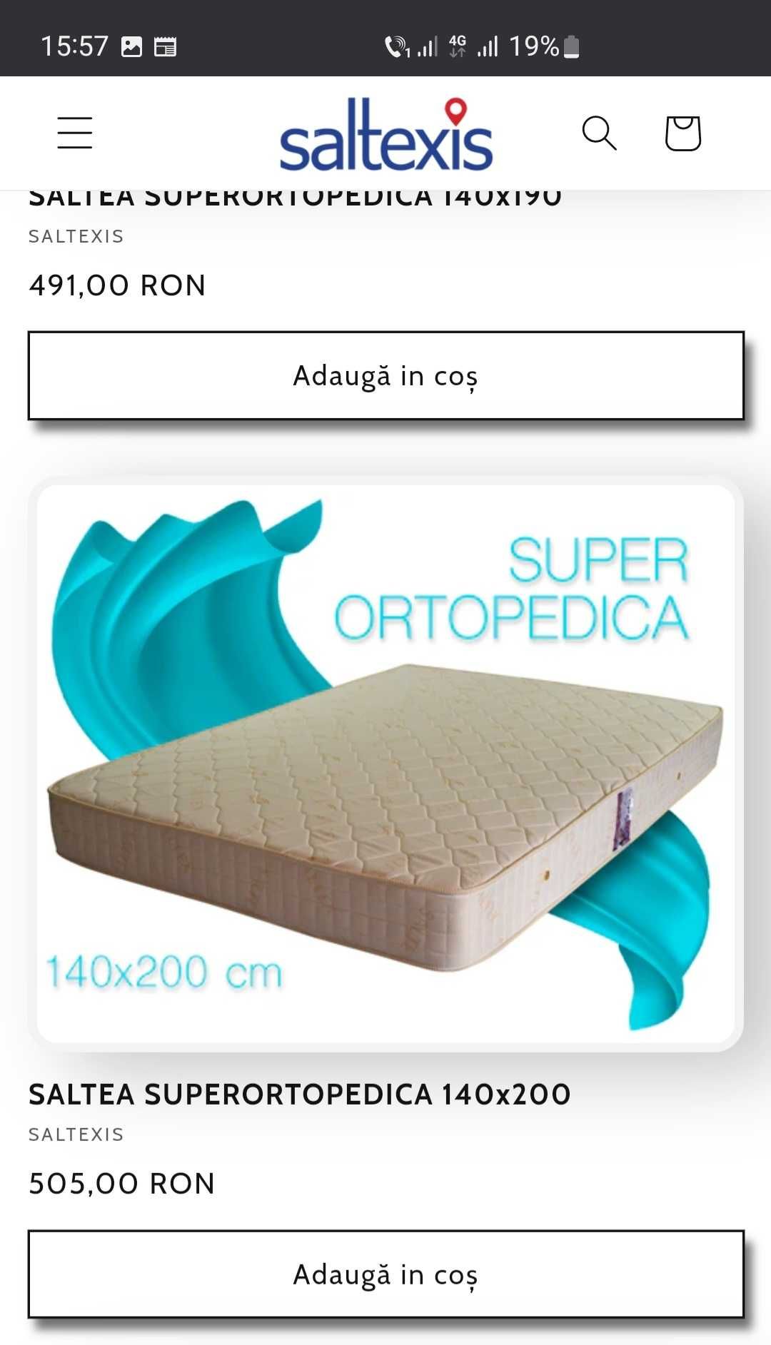 vand saltea pentru pat super ortopedica dimensiuni 140 x 200 x 30 cm