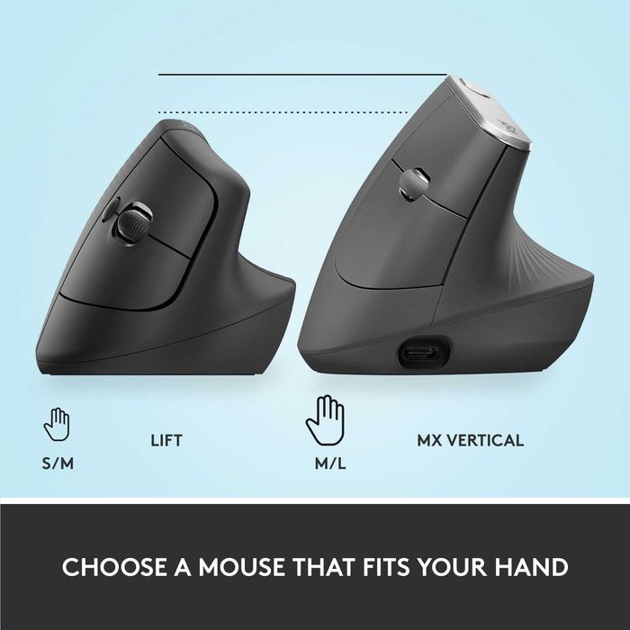 Безжична Oптична Ергономична Мишка Logitech - Lift Vertical EMEA
