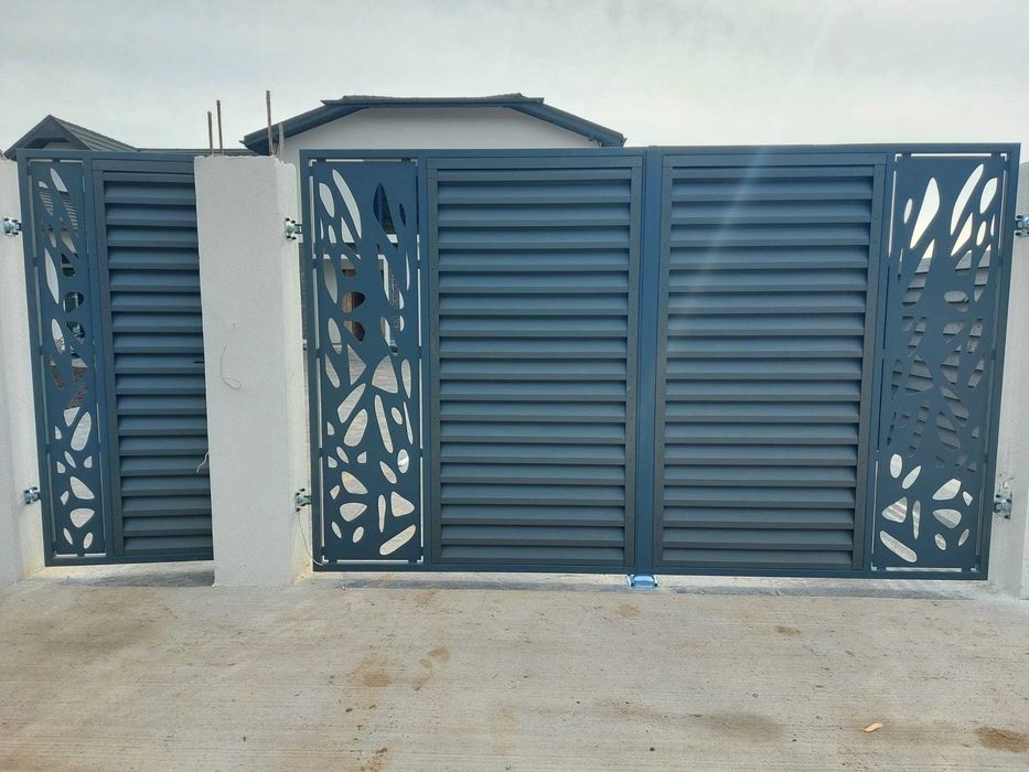 Porti si gard,balustrade:fier forjat,sipca tip jaluzea,tabla traforata
