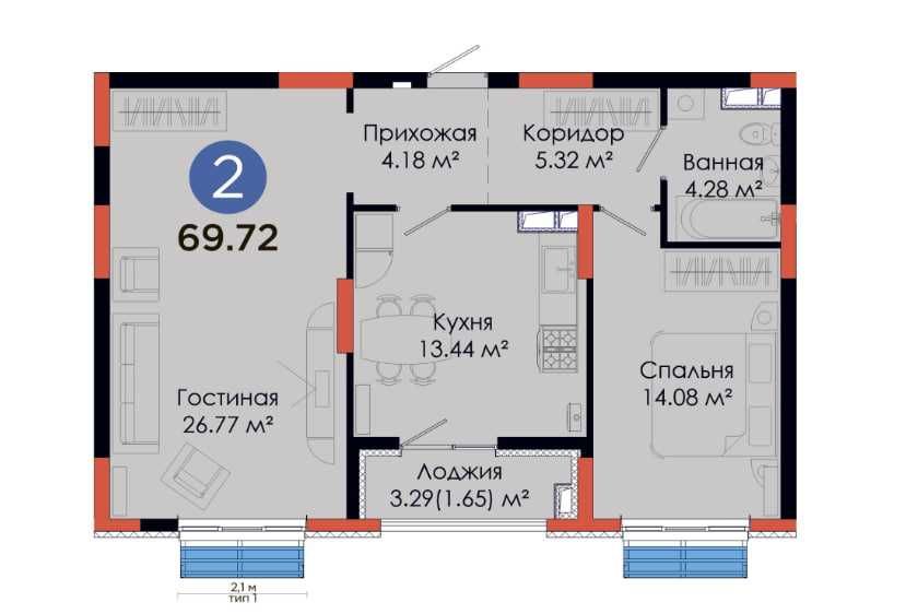 Продажа квартиры 2/6/12 по Горячей цене!!!В ЖК NRG JOMIY ID:DM130