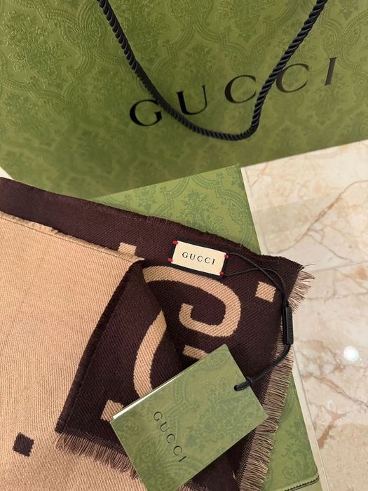 Esarfa originală Gucci din mătase GG jacquard scarf nouă cu factura