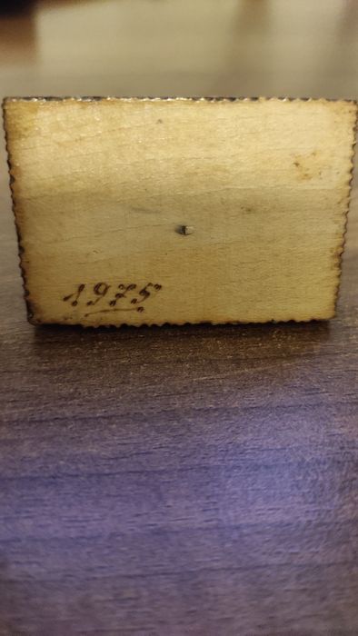 Mini gravura lemn(2,6*2,8cm); 1975 Manastirea Curtea de Arges