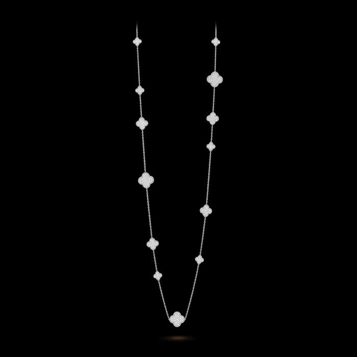 Van Cleef & Arpels VCA Silver 16 Motifs Diamond Alhambra Дамско Колие