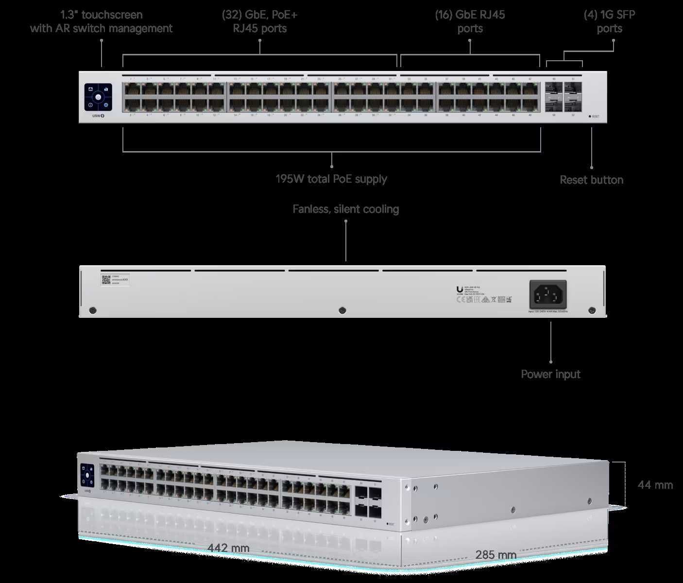 Коммутатор UniFi Switch USW-48-POE, артикул: USW-48-POE