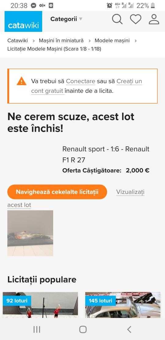 OCAZIE UNICA Macheta F1 R27 1:6 Renault Sport