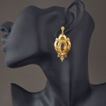cercei vintage, aur 18k, citrine, perlute, certif.