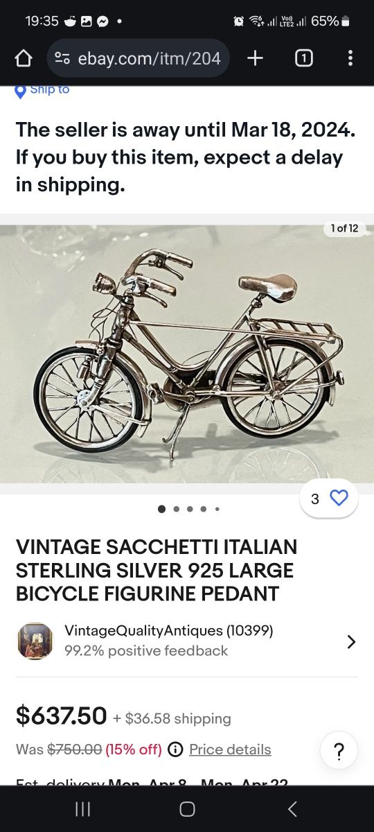 Miniatura Bicicleta Argint "Sacchetti"