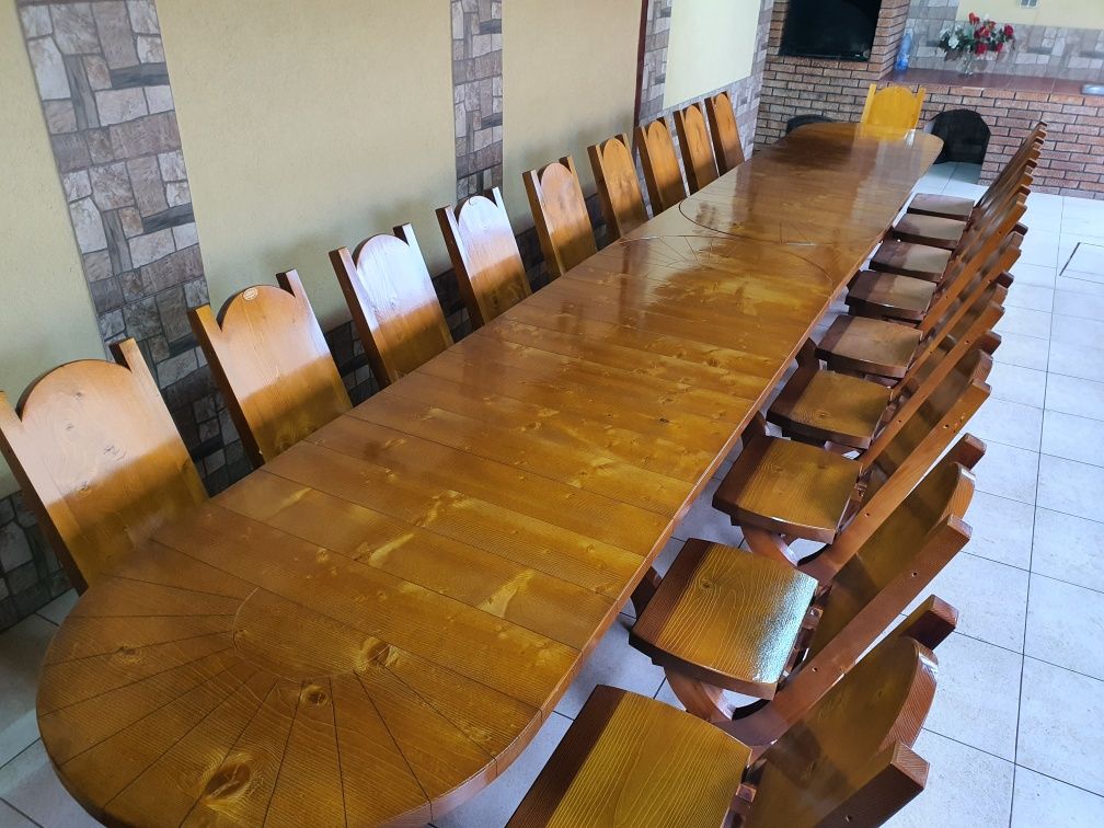 Set masa cu 20 scaune. Mobilier rustic set 20 persoane.
