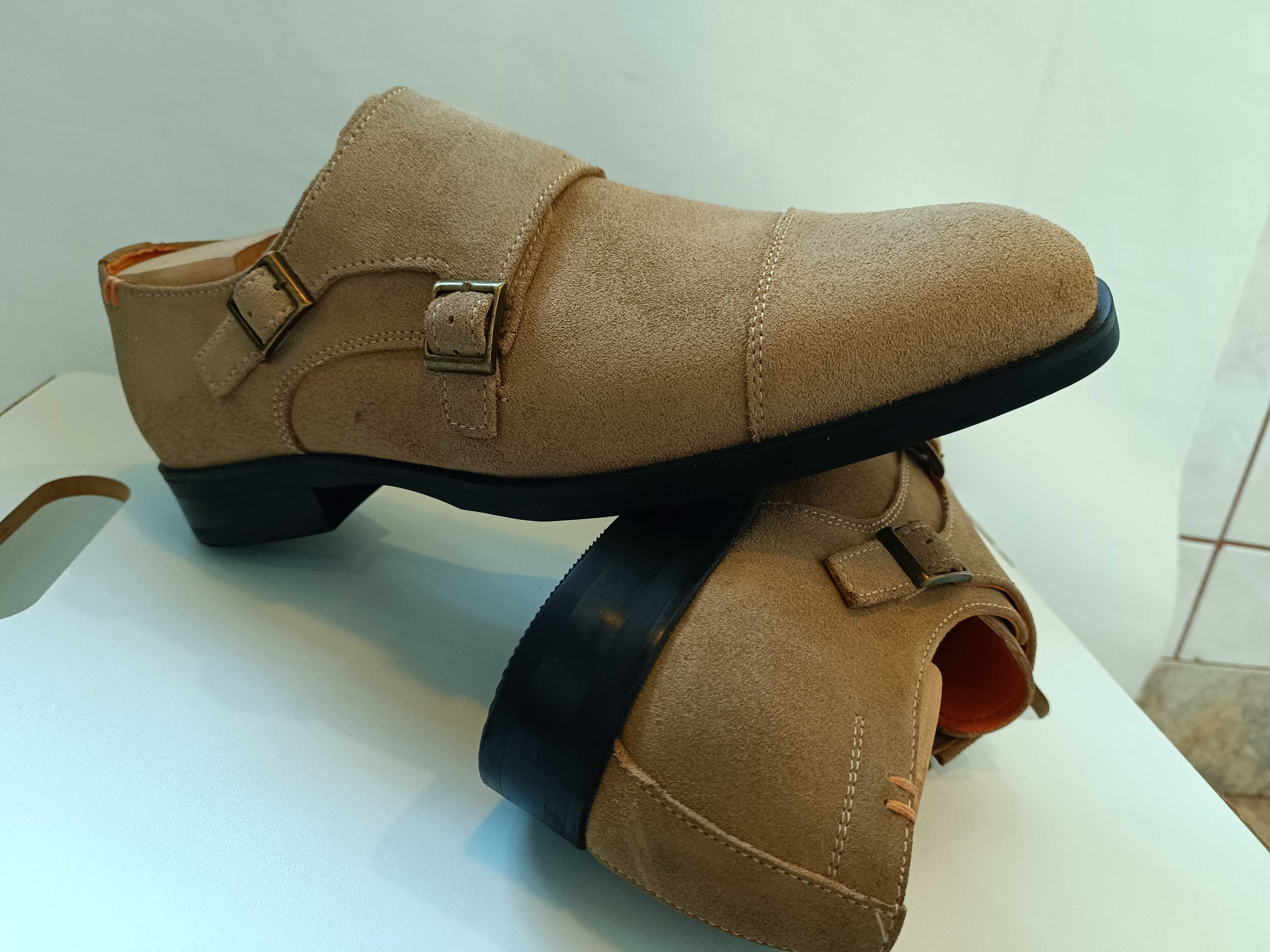 Pantofi monk de lux 42 lucrati manual Dahlin NOI piele naturala moale