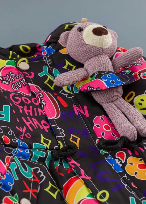 Детско яке с надписи, Черен Цвят