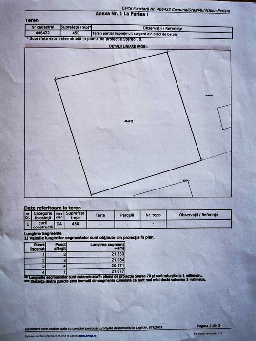 TEREN DE VÂNZARE în comuna Periam - 450 mp