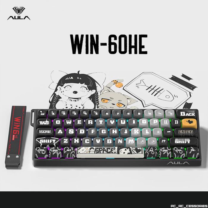 Клавиатура AULA WIN-60HE Gray traces all over the island