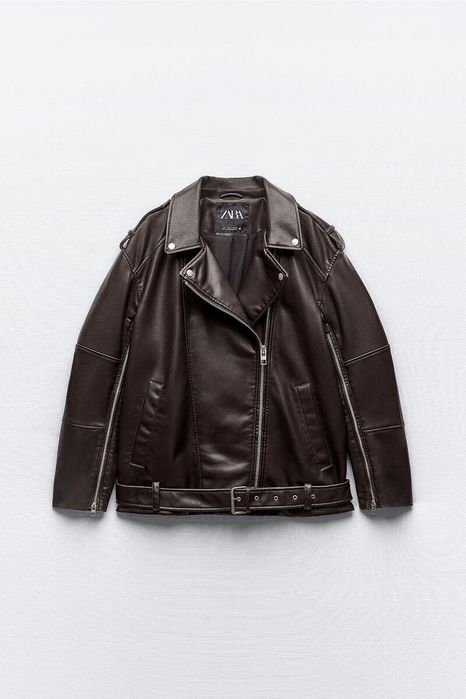 Кожено яке ZARA овърсайз модел