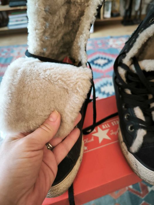 Converse EU38 високи кожени зимни боти с вълна, идеално състояние