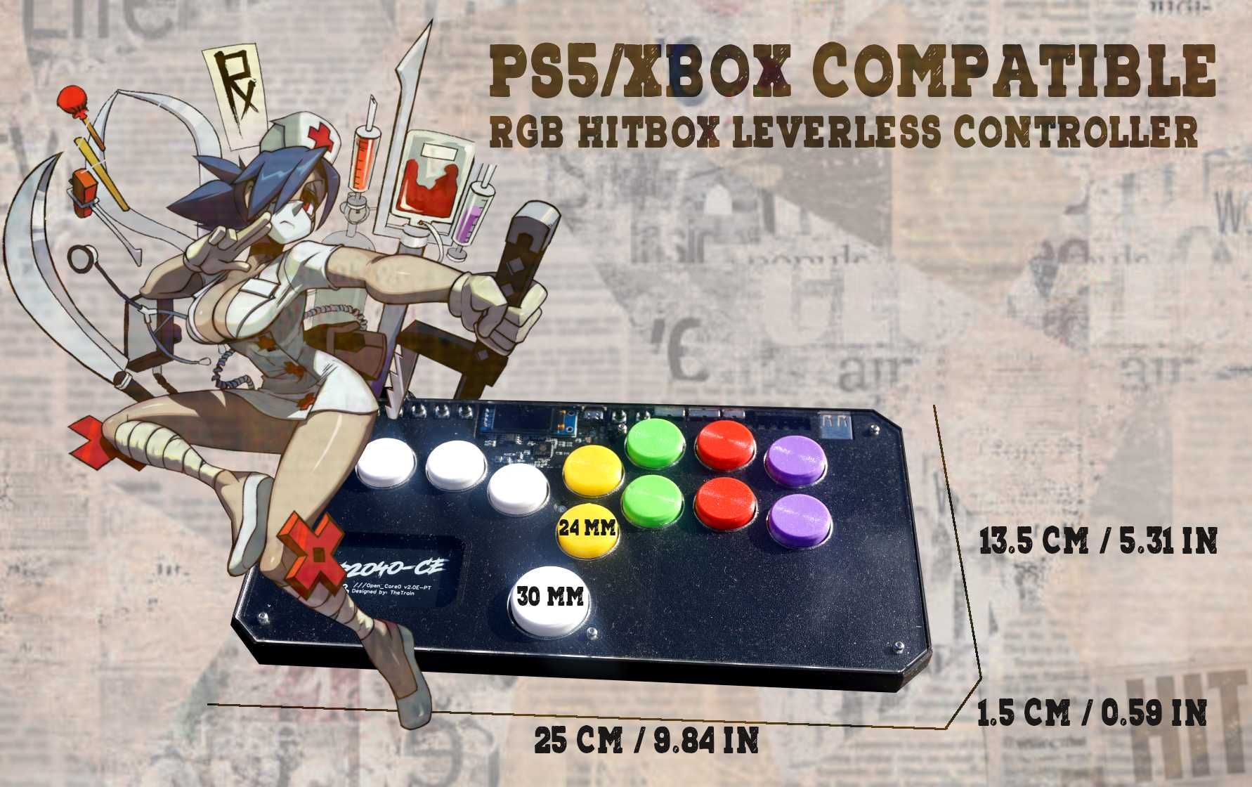 PS5/XBOX compatible RGB hitbox leverless controller