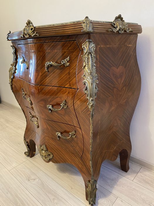 Comoda Bombata Servanta Bronz Marmura Ludovic XV Baroc Vintage