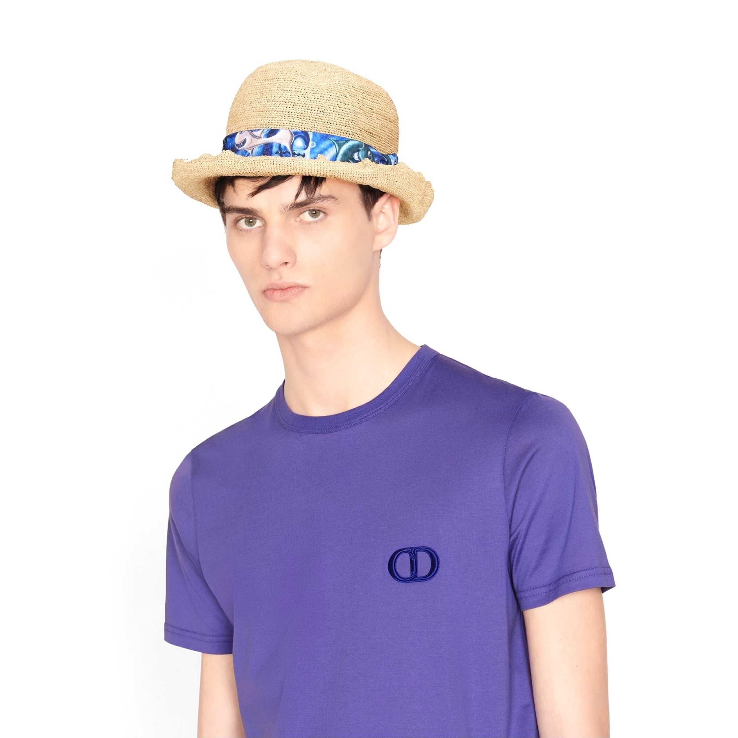 DIOR Purple Embroidered CD Icon Logo Slim Fit Мъжка Тениска S и XL