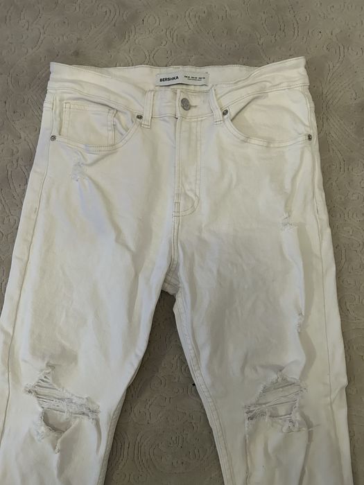 Blugi Albi rupti slim fit