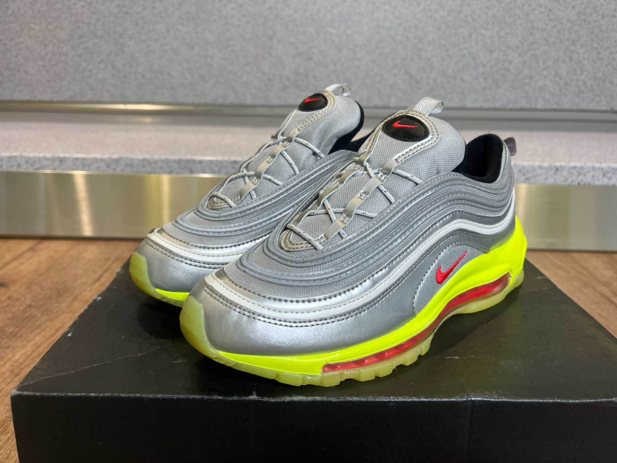 ОРИГИНАЛНИ *** Nike Air Max 97 Rft Metallic Silver/Red Orbit/Volt