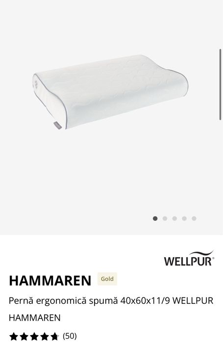 Vand 3 perne ergonomica Wellpur 40x60 cm