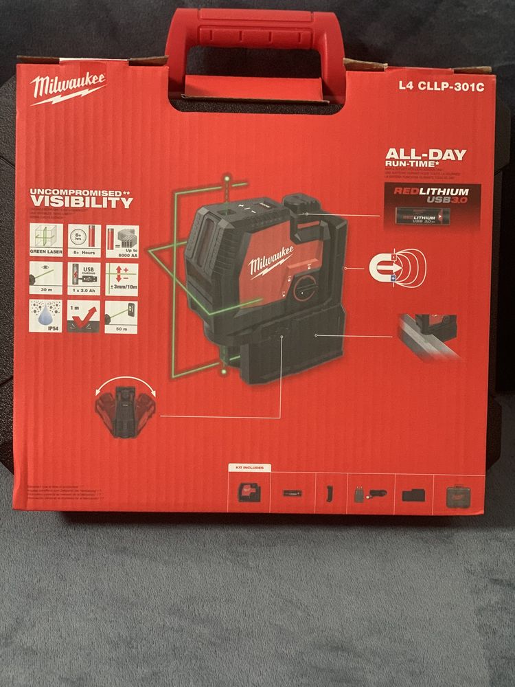 Nivela Laser verde 2 planuri Milwaukee L4 CLL-301C