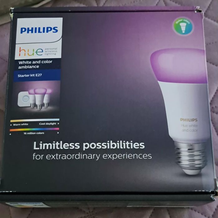 Pachet 3 becuri led RGB inteligente Philips Hue