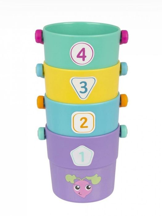 Активна играчка за броене и сортиране Playgro - Кофички с жетони 12М+