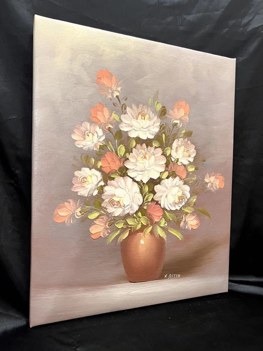 Pictura in ulei pe panza fixata pe șasiu realizat din lemn.