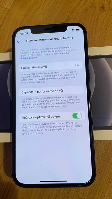 iPhone 12, black, 64 GB, 5G - Stare impecabilă, baterie 91%, cu cutie