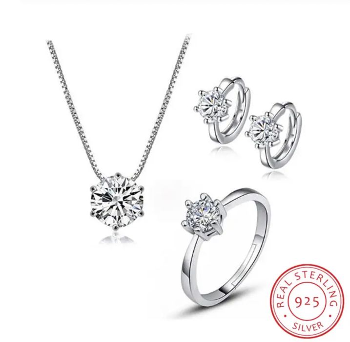 Нови!!! Сребърни комплекти - обеци с колие и висулка, 100% сребро