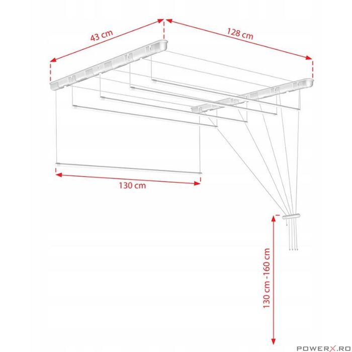 Uscator rufe de tavan 5x130 cm Sepio