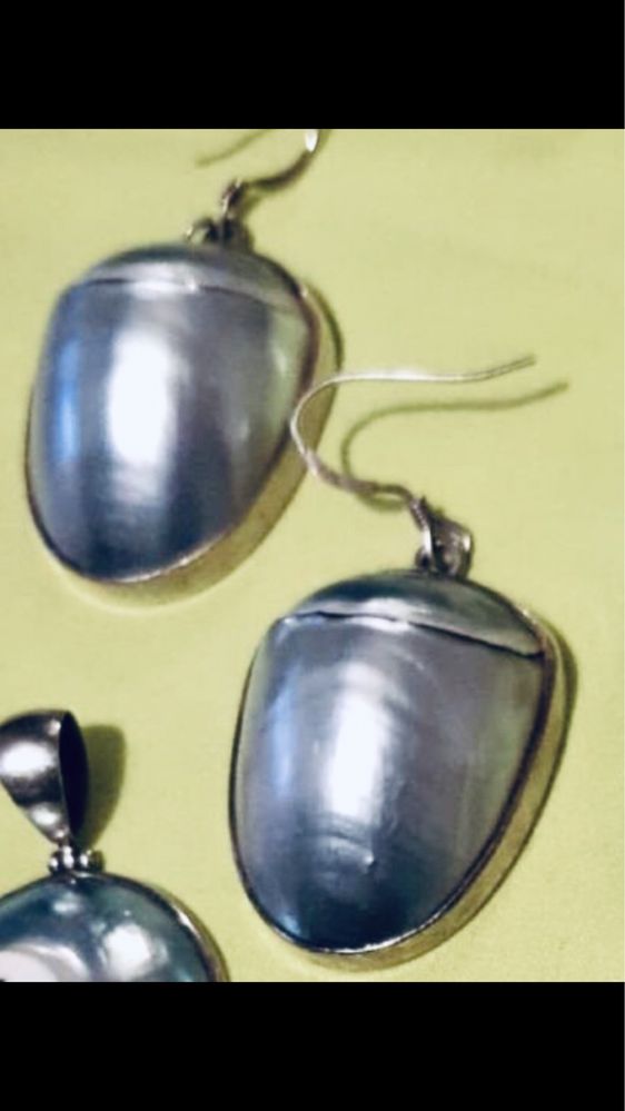 Cercei argint masivi cu scoica nautilus si pandantiv perla