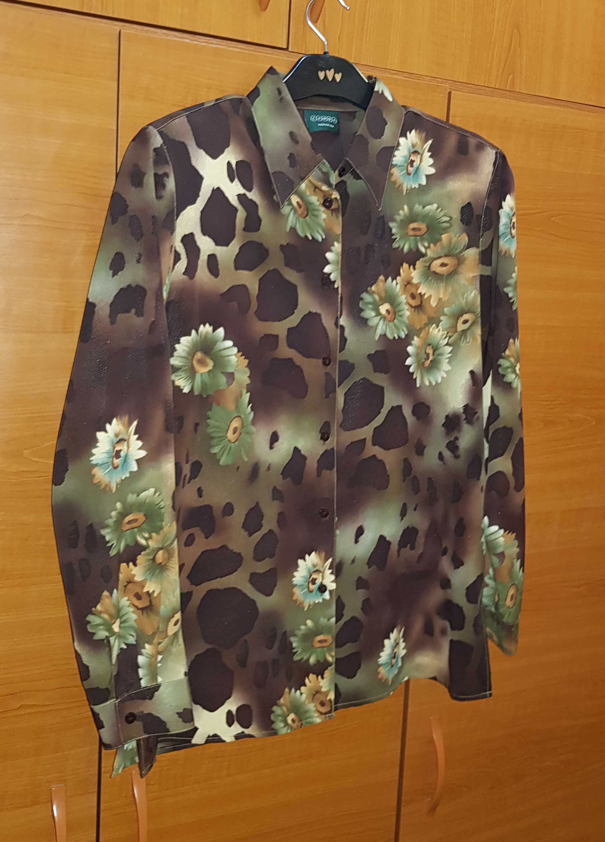 bluză damă tip cămasă, material floral, discret sidefat, mărimea 44