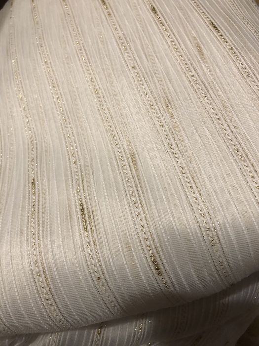 Perdea 6m crem cu auriu / alb cu argintiu