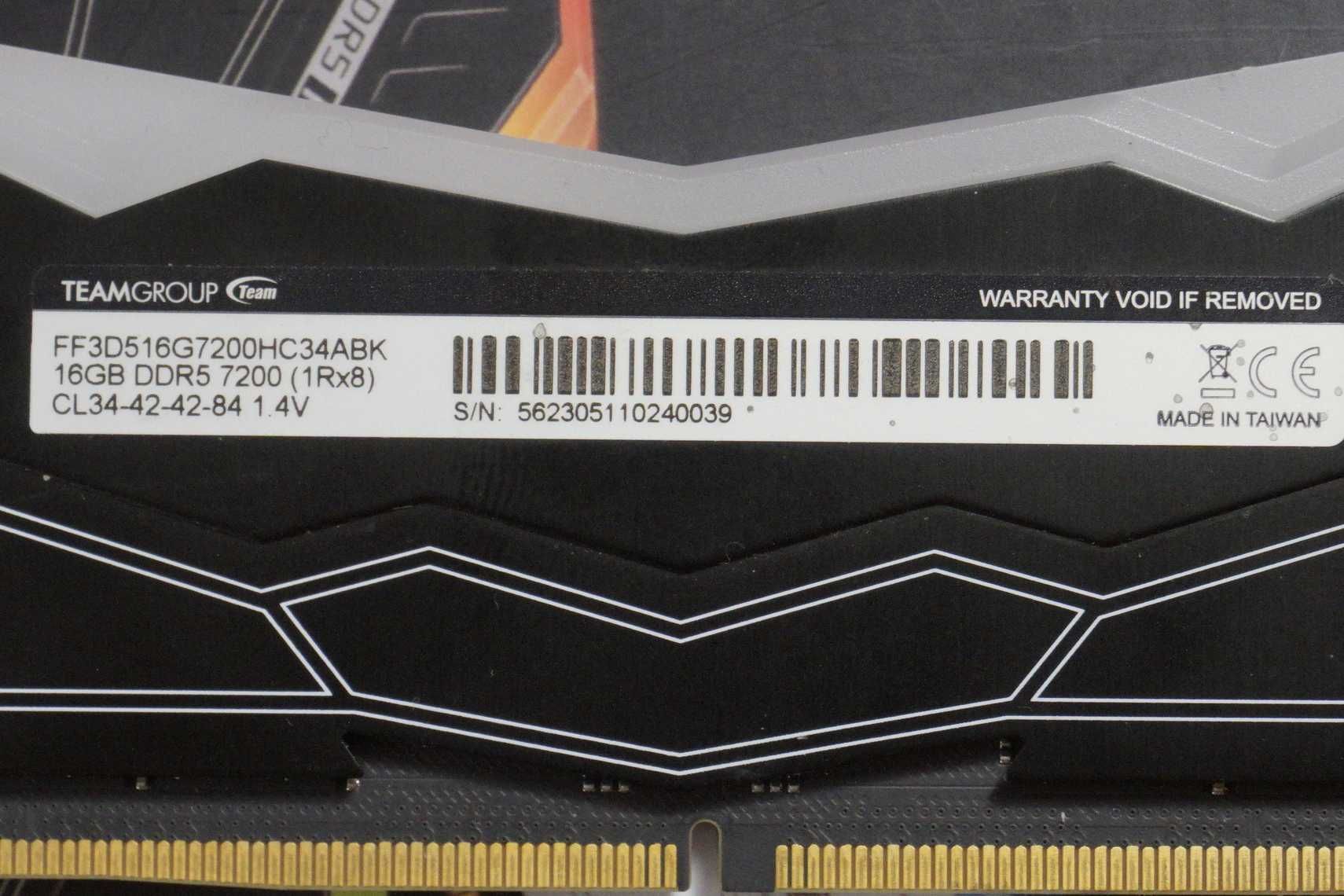 32GB RAM Памет DDR5 2x16GB 7200MT's CL34 TEAMGROUP Delta RGB / Вкл.ДДС