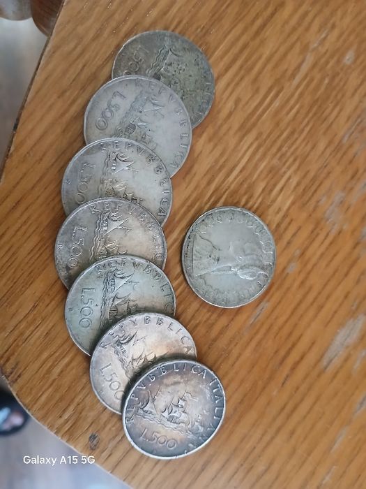 Vand monezi argint  de 500Lire an fabricatie 1958 .