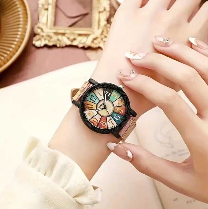 ceas de damă din piele ecologica, rotund