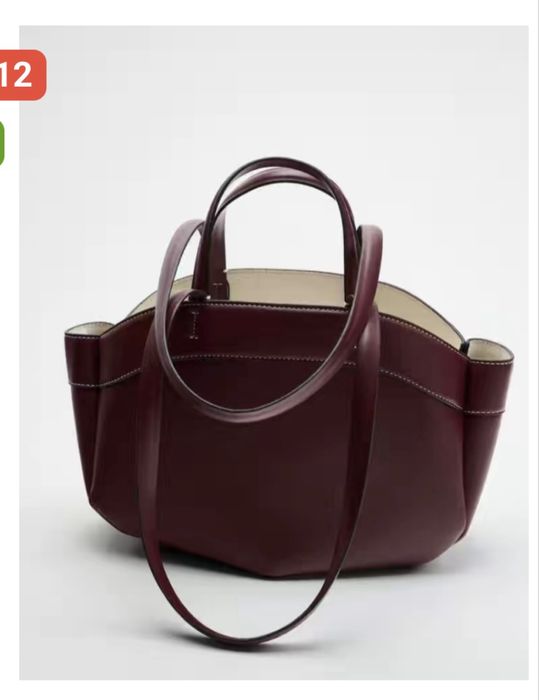 Сумка тоут искусственная кожа бордовый ,коричневый
