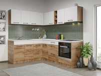 Set Mobila Bucatarie Colt Gastro 180*220 Alb/Stejar – C26